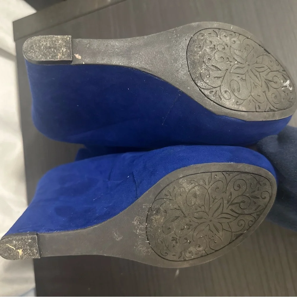 🎓Qupid Royal Blue Platform Heels